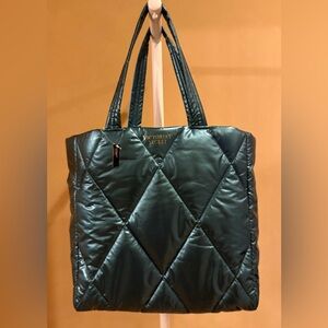 Victoria's Secret Quilted Puffer Tote bag metallic padded design Large NWT